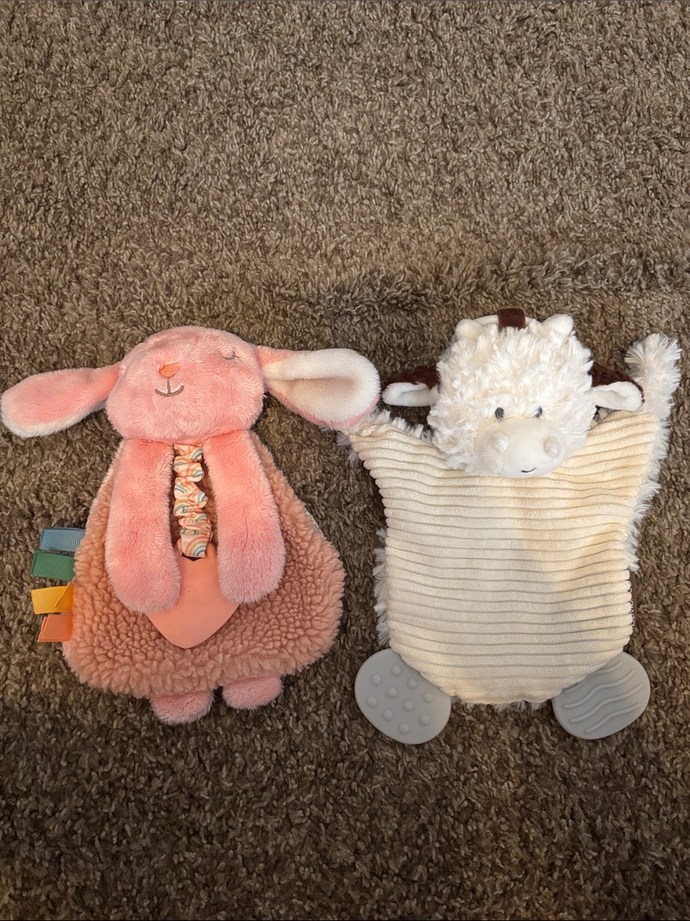 Pink Bunny & Cream Lamb Plush Loveys - Set of 2